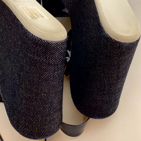 AGL 👡 PLATFORM WEDGE SANDALS denim and NAVY patent leather with wide strap - Picture 9 of 12